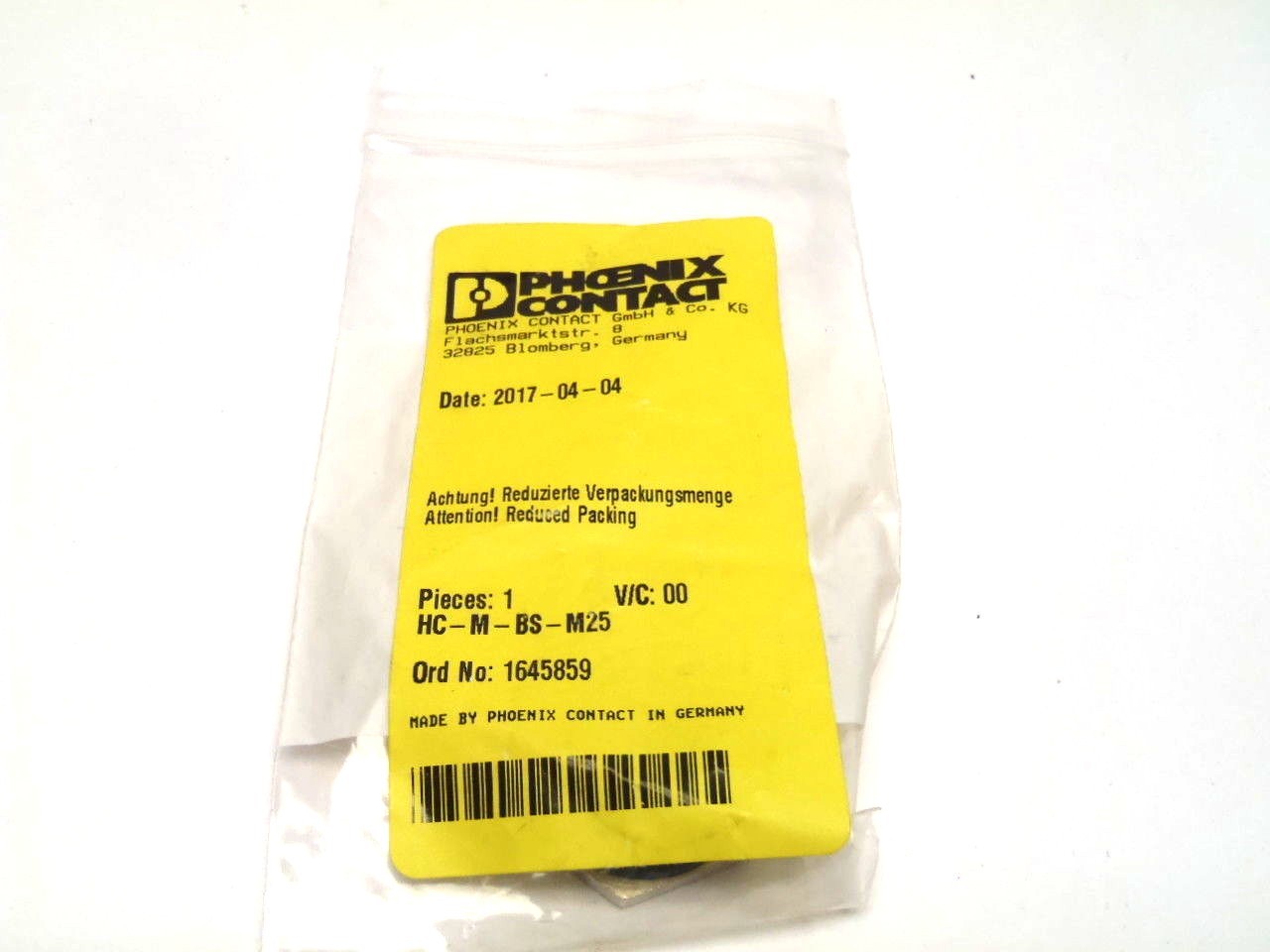 Phoenix Contact HC-M-BS-M25 / 1645859 Metal Screw Plug / Filler Plug