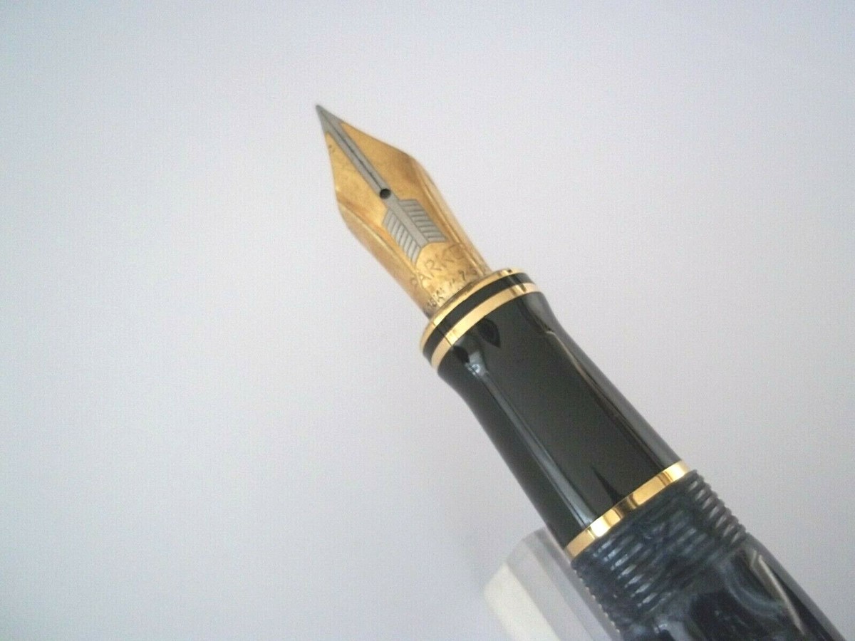 Stylo Plume Parker Duofold Centennial – Bleu Marbré, Plume Fine Or, Excellent état