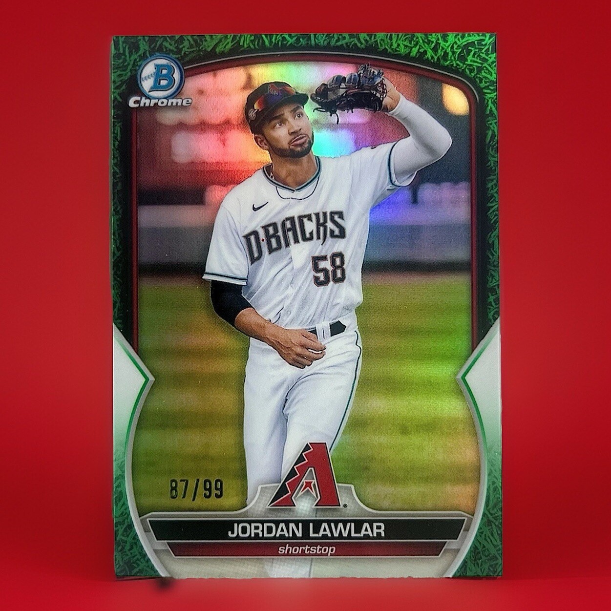 Jordan Lawlar 2023 Bowman Chrome Green Grass Refractor /99 Diamondbacks #BCP92
