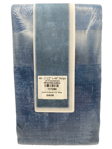 Off the Rails Quilting Denim Dry Brush Strips of Essentials Fabric NEW - Picture 2 of 3