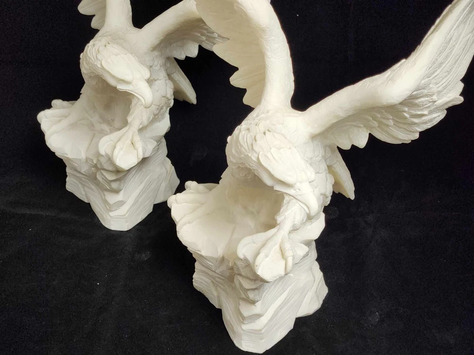 Pair Vintage American Eagle Italian Alabaster by Triune Sculpture 15''H - Image 3 of 4