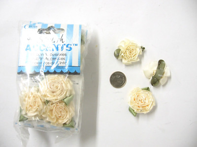 Offray Ribbon Flower Embelishment- 54 pc. Cream 1 1/2'' Carnation (18 x3 pkgs.)