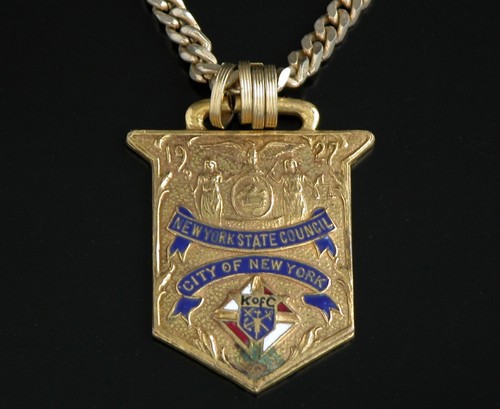 Knights Of Columbus Medal Necklace City Of New York NY State Council 1927
