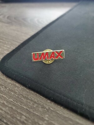 RED and Gold Tone UMAX ADVERTISING PIN do