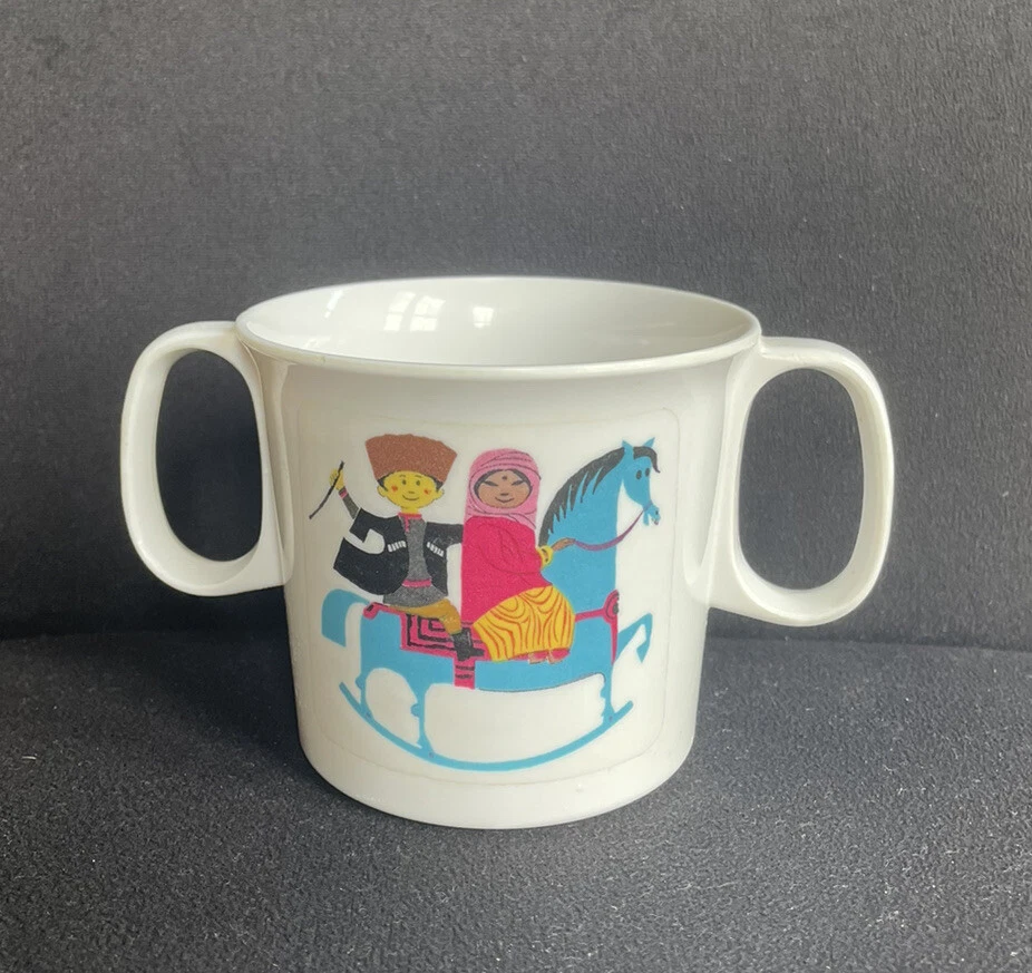 Vintage Gustavsberg Stig Lindberg Ornamin Childs Cup Double Handle