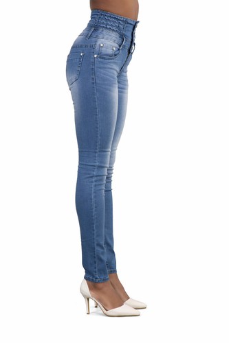 Women Denim High Waist Jeans Pencil Pants Ladies Button Stretchy Skinny Jeggings - Picture 9 of 16