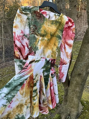 Busayo Olu Pink/Green/Yellow Long Sleeve Open Back Mini Dress Sz. XS NWT $515.00