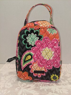 Vera Bradley Lunch Bag Multi Paisley Print Design ID Pocket Zipper 