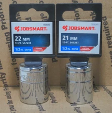 2 pk JobSmart 1/2 Drive 21mm 22mm  Standard Socket 12pt New Free Shipping BX109