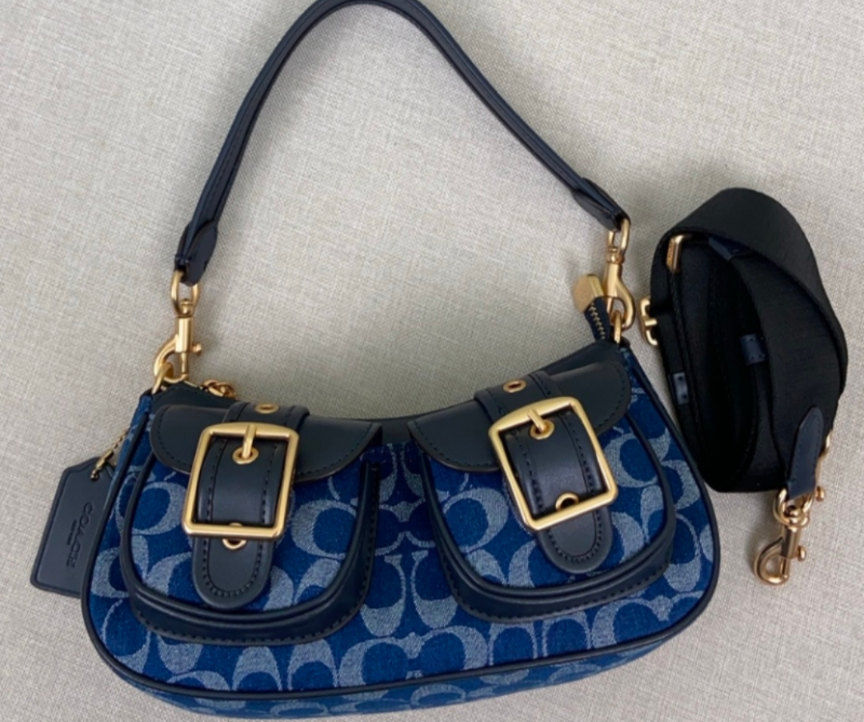バッグ Coach Ashton Baguette Bag Denim Leather Coach Ashton Baguette In Signature Denim | Brixton Baker