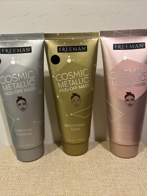 Freeman Cosmic Metallic Peel-Off Mask, Rose Gold Platinum & Gold 6oz 3 Pack Face