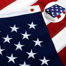 3'x5' 600D 2ply American Flag Sewn Stripes Embroidered Stars Brass Grommets USA