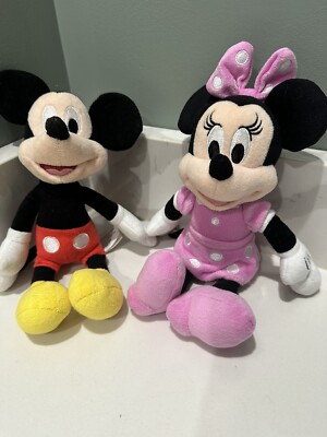 Pair Of Disney Mickey Mouse And Minnie Mouse 10 Inch  Walt Disney Plush