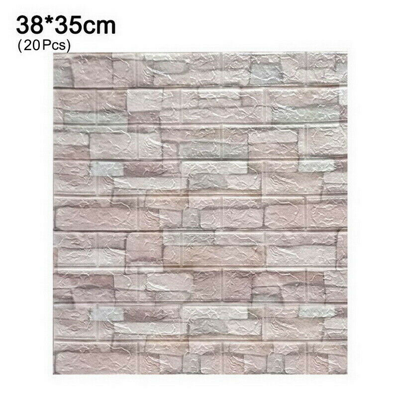 40Pcs Self Adhesive 3D Tile Foam Stick Wall Paper Brick Wall Sticky