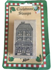 Rubber Stamp Christmas Holiday Home w/ Wreath by Stamp Affair NEW 1996