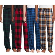 Mens Flannel Pyjama Bottoms Nightwear Trouser Check Cotton Plaid PJ Pants Lounge