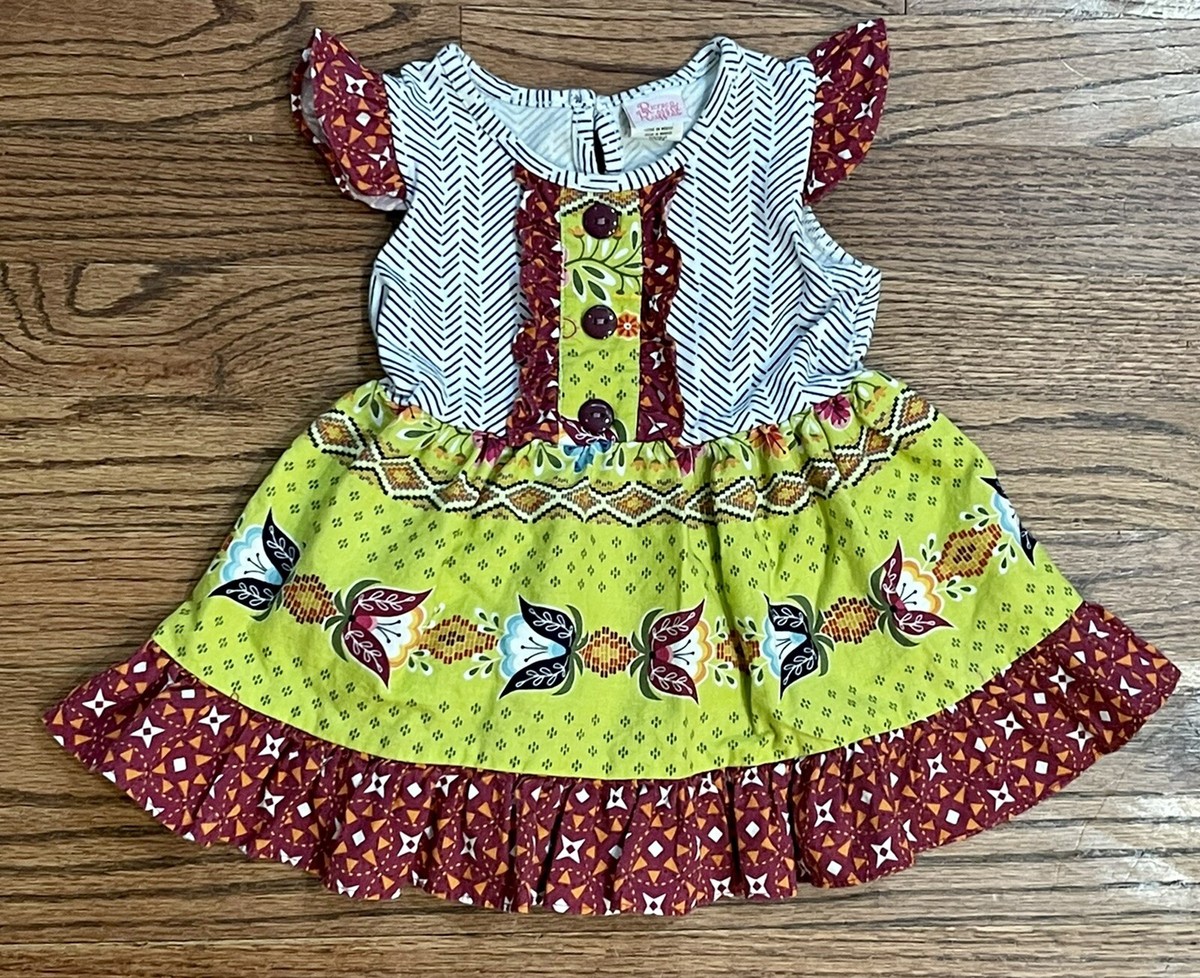 Ricrac & Ruffles Baby Girl Size 18m Twirl Dress Fall Autumn Colors Boutique