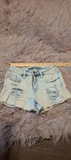 Mossimo Womens Sky Blue Cotton Cut-Off Distressed High Rise Denim Shorts Sz 6/28