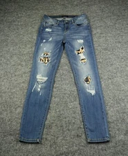 Judy Blue Jeans Womens 7/28 Denim Skinny Fit Distressed Leopard Patch JB8265MD