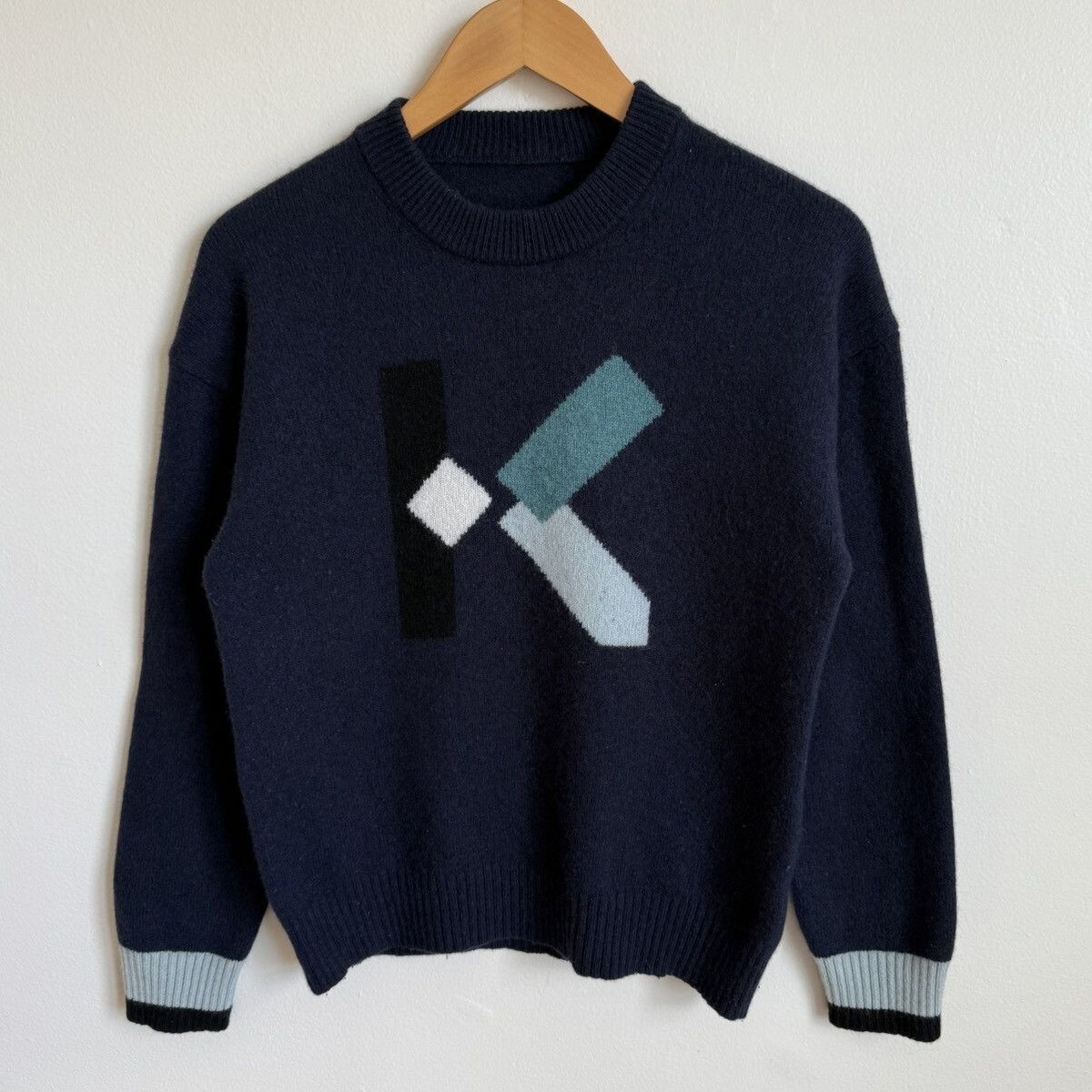 【送料&関税込】Kenzo Wool Blend Sweater Kenzo Wool Sweater Navy K Logo Pullover Jumper Size S Made