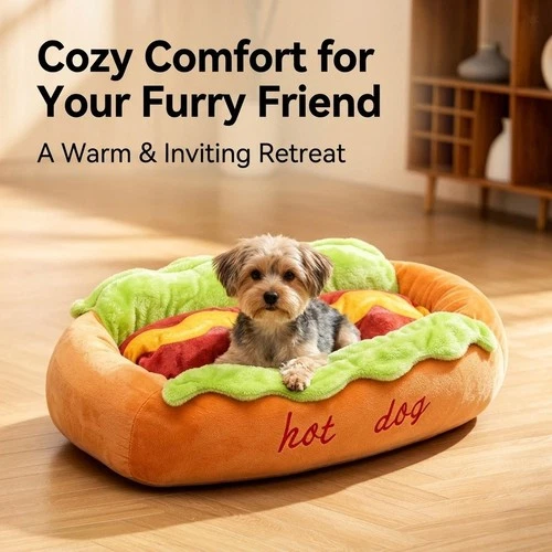 Hotdog Design Dog Bed Couch Removable Dog Cat Bed for Small Dogs Cats Puppy