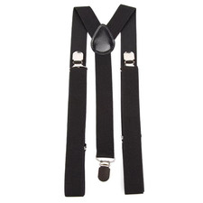 Solid Color Elastic PU Leather Suspenders Braces Men Black Red Adjustable with S