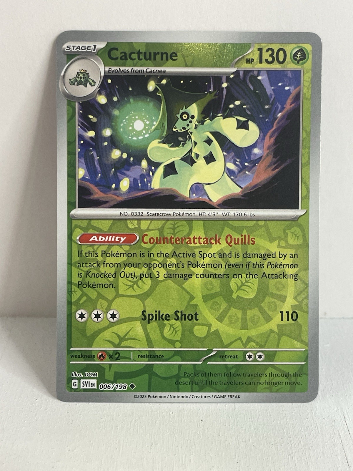 Pokemon TCG NM Cacturne 006/198 SV01: Scarlet & Violet Base Set Reverse Holo