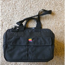 Macintosh 1980's Vintage Rainbow Apple Computer Black Carry Bag Case Tote Mac