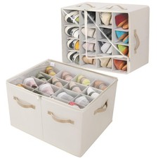 Shoe Organizer for Closet 2 Pack, Foldable Shoe Box with Adjustable Dividers ...
