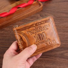 Men Wallet Zipper Dollar Pattern Card Holder Coin Pocket Purse