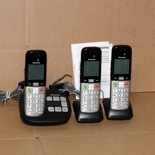 Panasonic KX-TGU433B 3 Handset Cordless Home Phone Answering Call Block TESTED