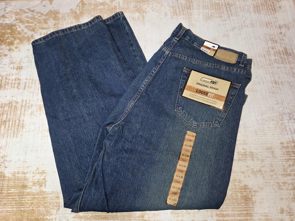 Urban Pipeline Jeans Mens 42x30 Blue Loose Fit Tapered Dark Wash