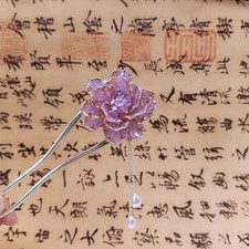 Chinese Style Peony U-Shaped Hairpin Tassel Traditional Hair Accessory
