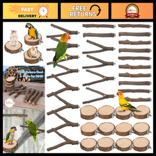 36 PCS Natural Wood Bird Perches Stand Toy for Parrots, Ideal for Play Rest