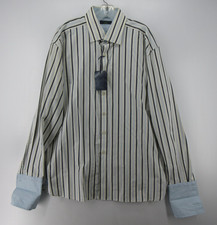 Ted Baker Shirt Men 17 1/2 White Archive Jacquard Striped French Cuffs XL NEW