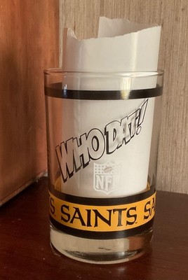 Vintage Who Dat! New Orleans Saints NFL Rocks Whiskey Glass NOLA Libbey
