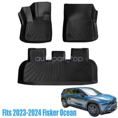 Front & Rear Floor Mats Liner For 2023-2024 Fisker Ocean TPE Anti-Slip Black New
