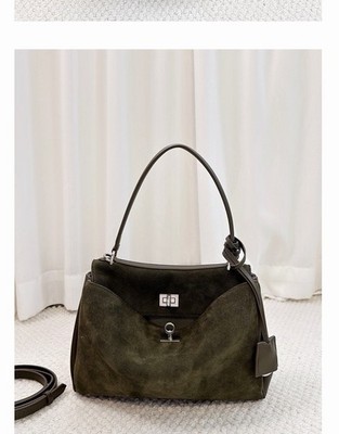 Green Olive Suede Backpack   Stylish Casual Travel Bag - Genuine Leather/Suede