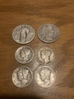 US coin lot - Silver Barber Quarter 1911, Standing Liberty 1929,Mercury Dimes