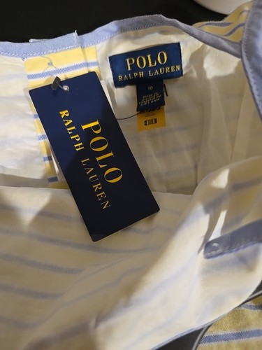 Polo Ralph Lauren Girls Seersucker Yellow/Blue Striped Dress Size 10 NWT - Picture 4 of 4
