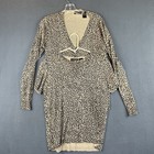 VTG Liz Claiborne 100% Silk Cardigan Set Outfit Sz M Cheetah Brown Classy EUC