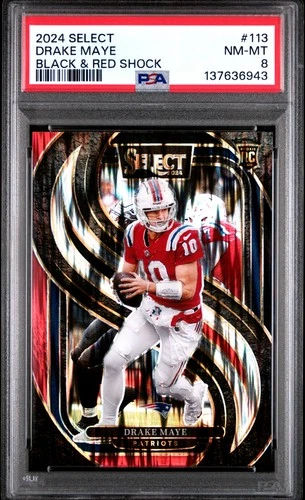 2024 PANINI SELECT BLACK & RED SHOCK #113 DRAKE MAYE ROOKIE RC PSA 8