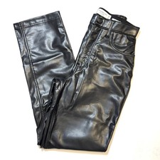 Abercrombie  Fitch The 90  s Straight Ultra High Rise Pants Black Vegan Leather