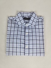 Tommy Hilfiger Water Slim Plaid LS Button Up Shirt Men's M Blue Stretch 15 32-33