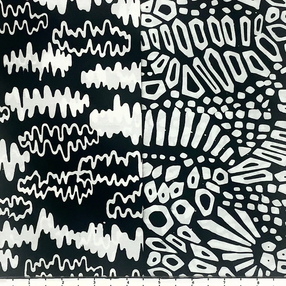 8 脂肪 25 美分黑白有机蜡染 Lunn 面料 FQ 包 100% 棉 — 第 4/4 张图片