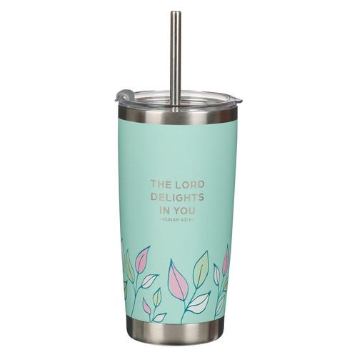 Reusable Stainless Steel Tumbler Travel Mug w/ Straw for Mothers: First My Mom - Picture 2 of 2
