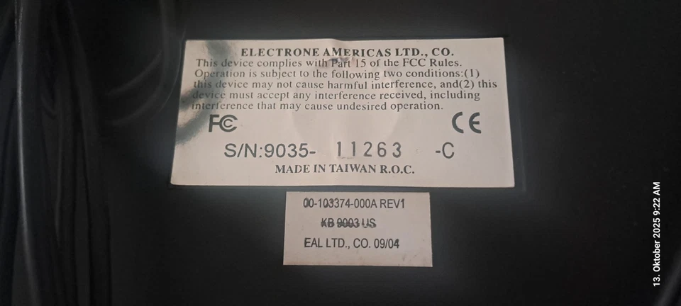 DIN Tastatur Mini PS/2 Electrone Americas KB-9003-US DIN / AT + PS2 QWERTY - Bild 4 von 4