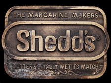 JA25132 VINTAGE 1970s SHEDD'S - THE MARGARINE MAKERS BUTTER BELT BUCKLE