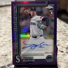 Topps Chrome Update 2025 Purple Refractor Auto Logan Evans Mariners AC-LE /250