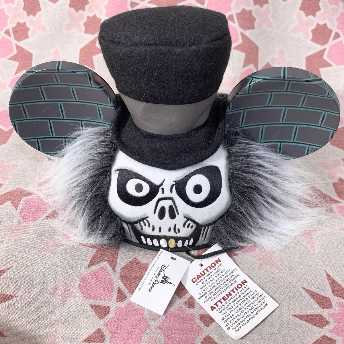 Disney Haunted Mansion Wallpaper Mouse Ear Fascinator Mini Hat w/ Black Veil Mickey Ears Haunted Mansion Hatbox Tightrope Girl Sally  main image 2